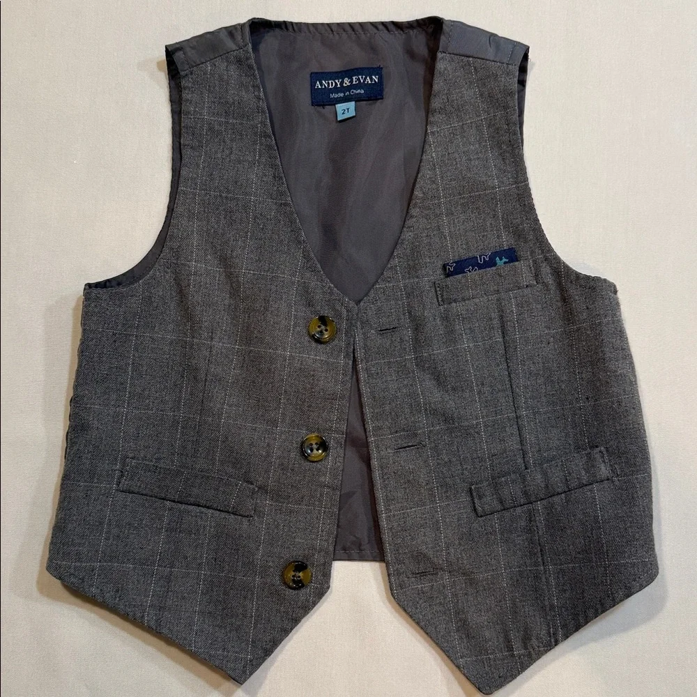 Andy & Evan Boys Gray Suit Vest Size 2T